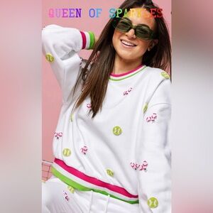 NWT Queen of Sparkles beaded tennis sweatshirt